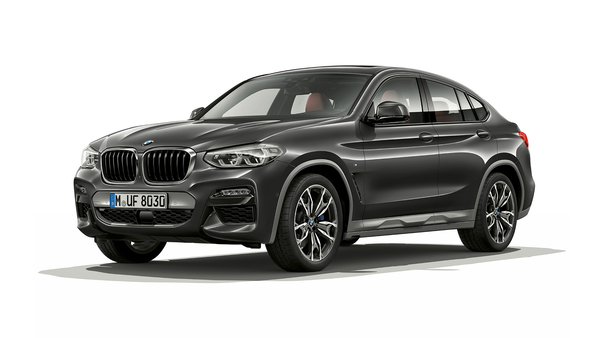 BMW X4 M Sport X set forfra let drejet BMW X4 xDrive30i M Sport G02 2018 Sophisto Grey Brillant-effekt set forfra let drejet