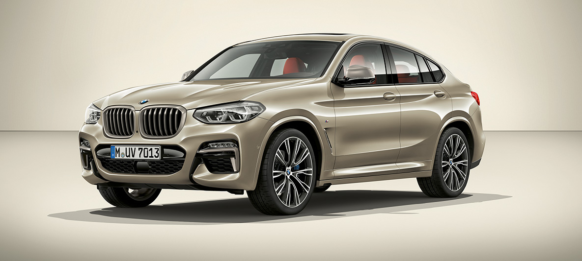 BMW Individual Sunstone Metallic BMW X4 BMW Individual Kollektion BMW X4 G02 2018 Sunstone Metallic set fra siden let drejet