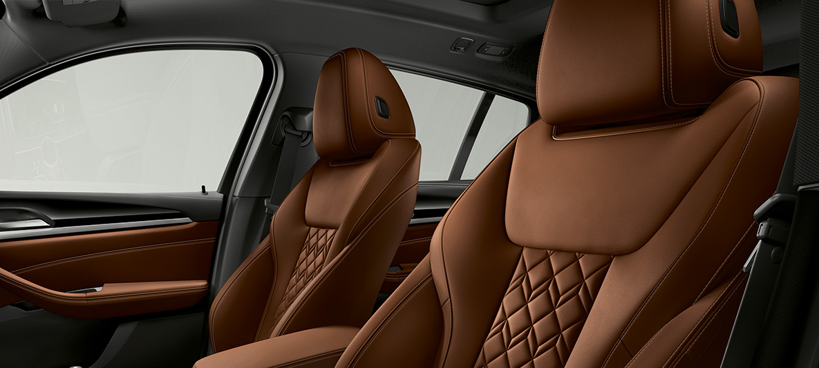 BMW Individual udvidet læderpakke 'Merino' Tartufo BMW X4 BMW Individual udvidet læderpakke 'Merino’ Tartufo BMW X4 G02 2018 interiør