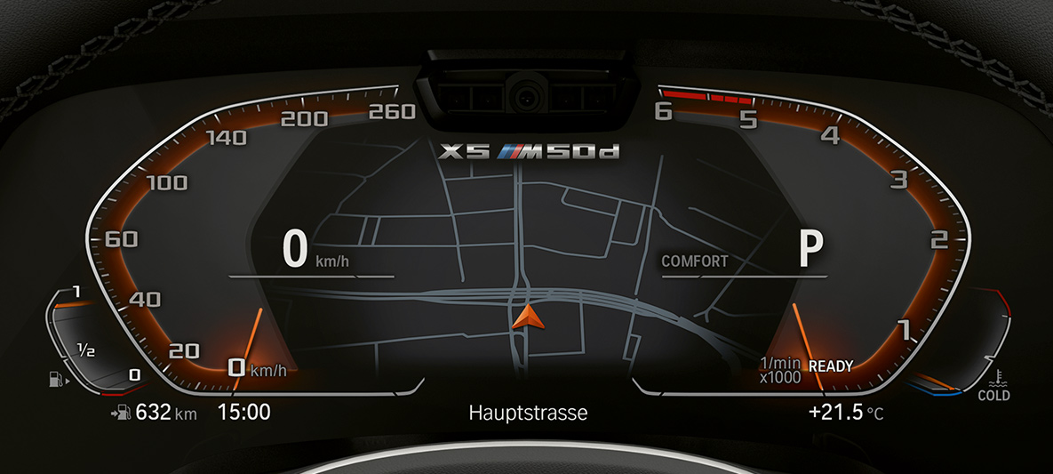 BMW X5 M50d instrumentgruppe Detaljebillede af instrumentgruppen i BMW X5 M50d