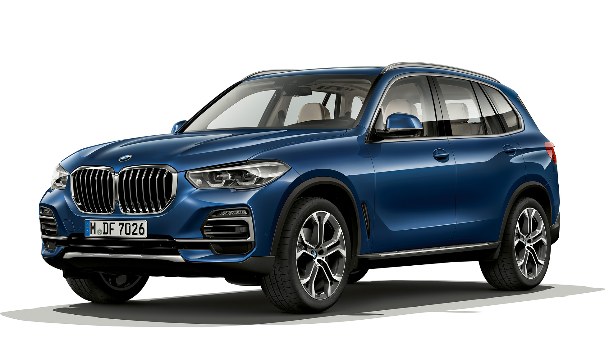 xLine BMW X5 xDrive40i set forfra let drejet xLine BMW X5 xDrive40i G05 2018 Phytonic Blue Metallic set forfra let drejet