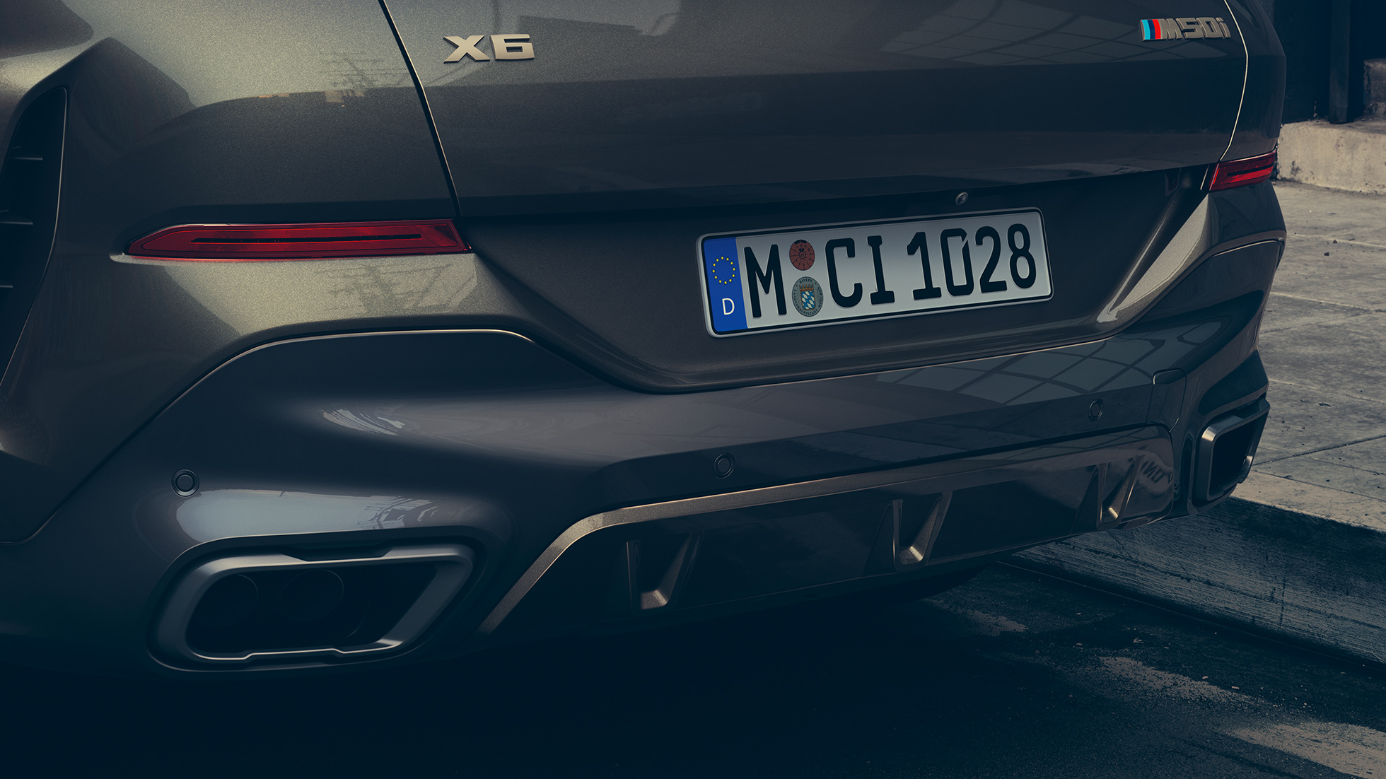 M sportsudstødning på BMW X6. Nærbillede af M sportsudstødningen på BMW X6.