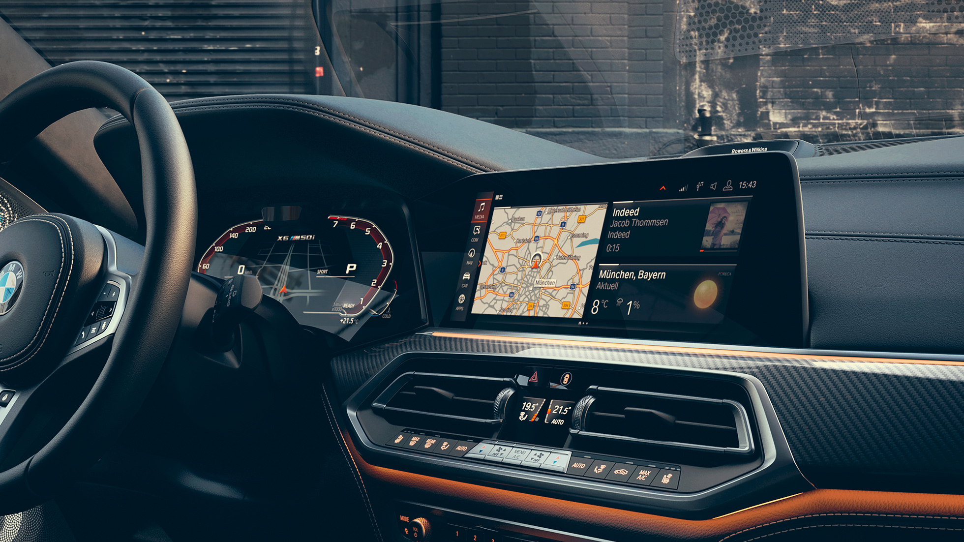 Cockpit med fokus på 12,3“ displays. BMW X6 cockpit med fokus på 12,3“ displays.
