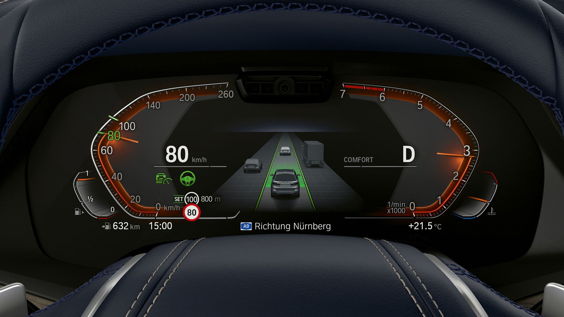 Driving Assitant Plus & Parking Assistant Plus Driving Assitant Plus & Parking Assistant Plus: Nærbillede af instrumentpanel