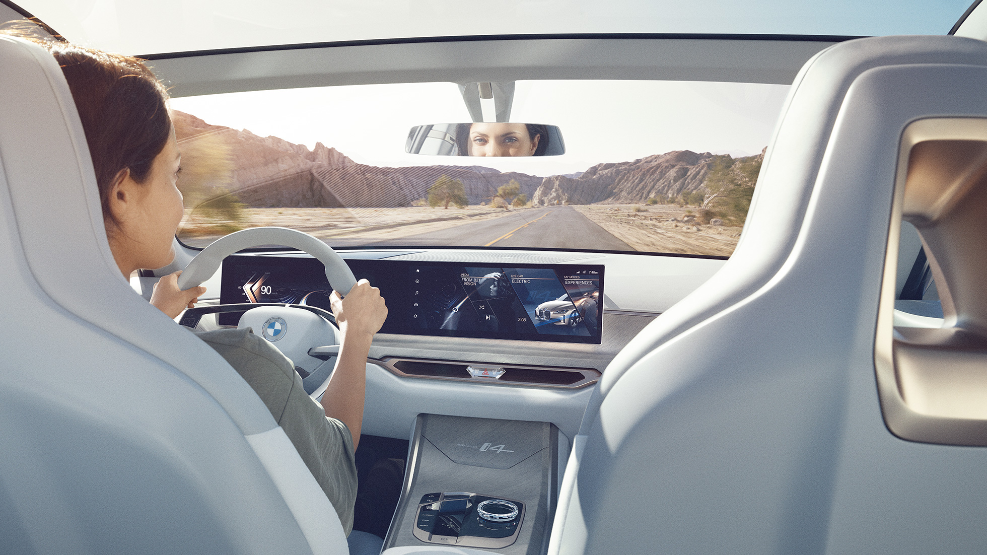 Curved Display BMW Concept i4 2020 G26 BMW Concept i4 2020 G26 elbil fuldt elektrisk BMW Gran Coupé Curved Display digitalt display