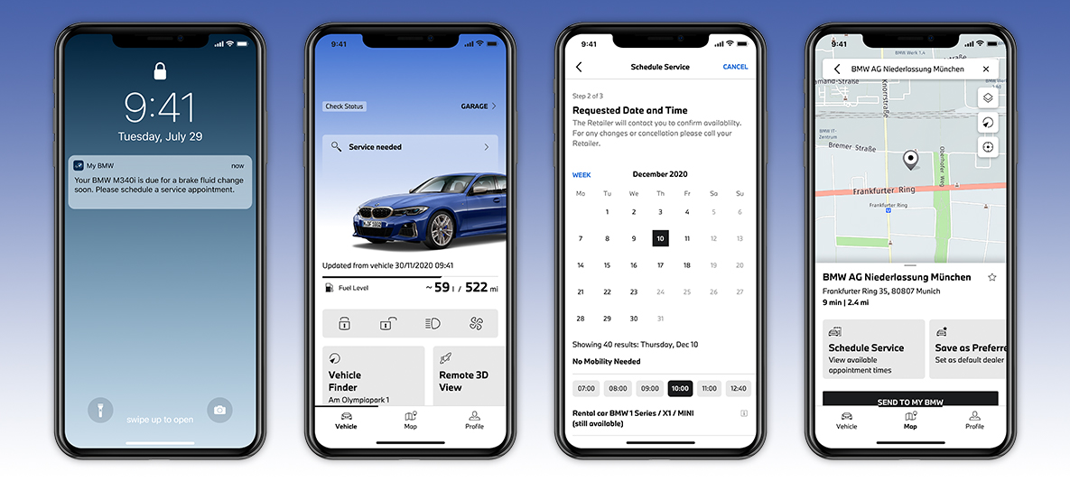 My BMW App Administration af servicebehov Skærm på smartphone My BMW App Administration af servicebehov Skærm på smartphone