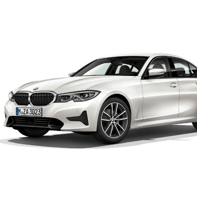BMW 3-serie Sedan, Model Sport Line. BMW 3-serie Sedan i profil, parkeret, Model Sport Line.
